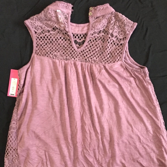 Mauve High neck lace sleeveless top Sz M New - Picture 3 of 13